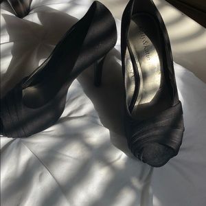 Black Suede Peep Toe